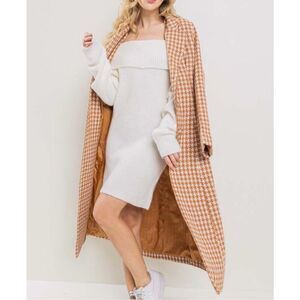 Orange Houndstooth Coat Jacket